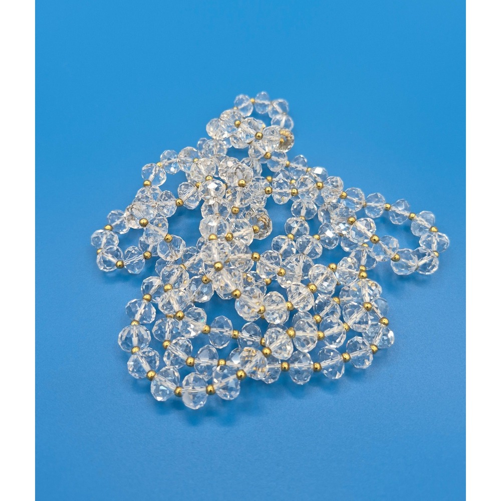 Grayce by Molly Sims Single Strand Necklace Clear Faceted Glass Gold Tone Lariat